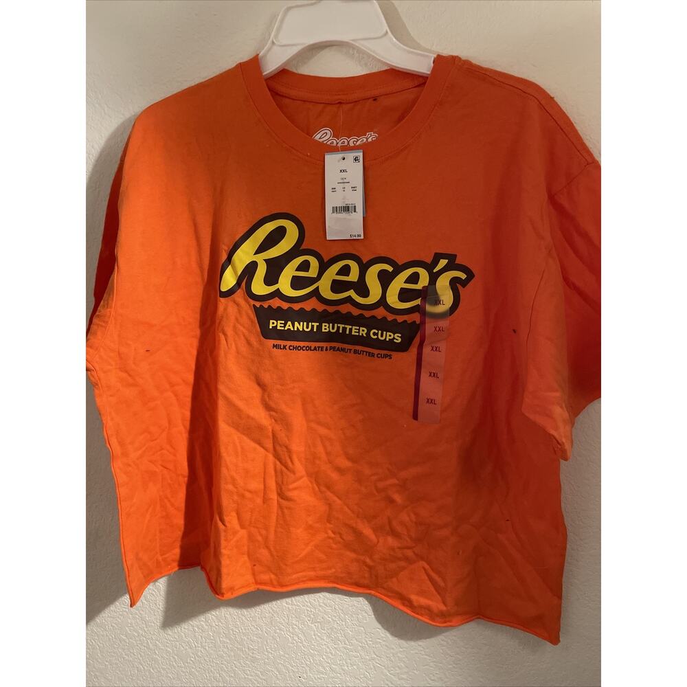 Cropped Top Women's Reese's Short Sleeve Graphic T-Shirt Orange 2x